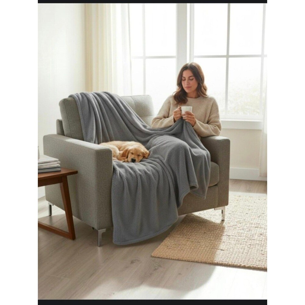Cozy Plush Sherpa Throw Blanket - GRAY
